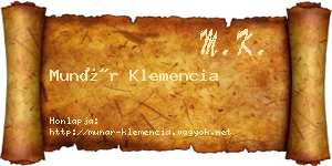Munár Klemencia névjegykártya